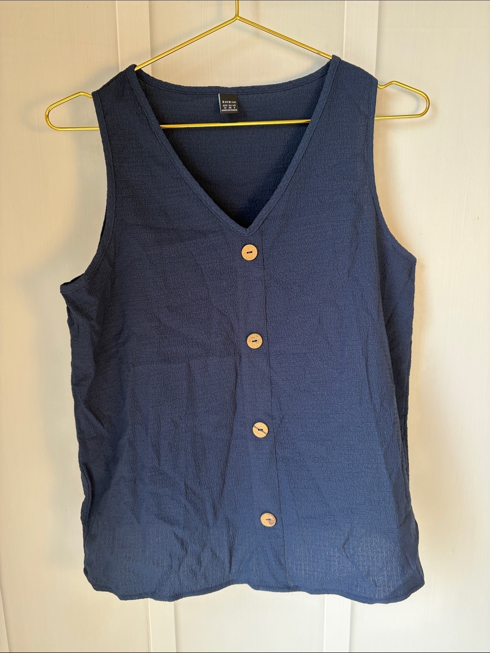 SHEIN Navy V-Neck Button Front Tank